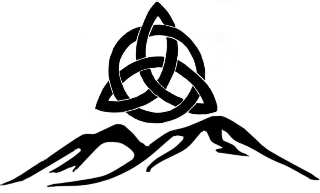 Trinity symbol above a mountain