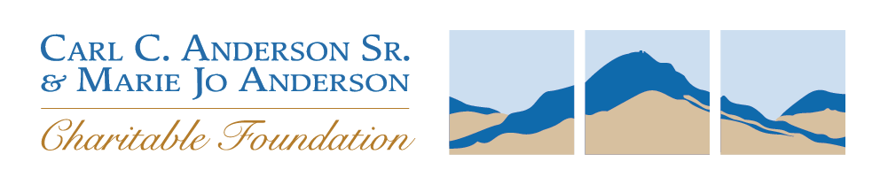 text of Carl C. Anderson Sr. & Marie Jo Anderson Charitable Foundation with Mountains on the right
